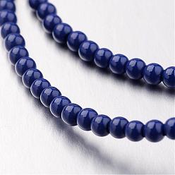 Blue Non-magnetic Synthetic Hematite Bead Strands, Spray Painted, Round, Blue, 8mm, Hole: 1mm, about 50pcs/strand, 15.7 inch