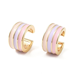 Настоящее золото 18K Серьги-каффы в форме буквы С из латуни, с эмалью, реальный 18 k позолоченный, 14x7.5 мм