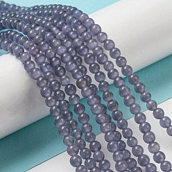 Medium Purple Cat Eye Beads Strands, Round, Medium Purple, 4mm, Hole: 0.7mm, about 100~105pcs/strand, 14.37~14.69 inch(36.5~37.3cm)