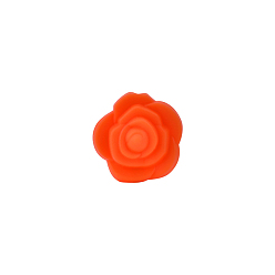 Orange Red Food Grade Eco-Friendly Silicone Focal Beads, Chewing Beads For Teethers, DIY Nursing Necklaces Making, Rose, Orange Red, 20.5x19x12.5mm