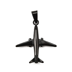 Черный Самолет 304 подвески из нержавеющей стали, чёрные, 29.5x26.5x5.5 мм, отверстие : 7x3.5 мм