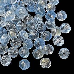 Светло-Голубой Двухцветные прозрачные стеклянные бусины, тыква, с блеском порошок, Небесно-голубой, 10~10.5x9~10 мм, отверстие : 1.4 мм, Около 833 шт / 1000 г