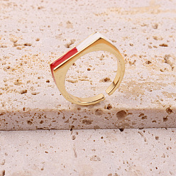 05 Fashionable Multicolor Geometric Open Ring for Women with Oil Drop Design