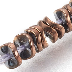 Copper Plated Electroplated Non-magnetic Synthetic Hematite Bead Strand, Wavy Disc, Copper Plated, 4x1.5mm, Hole: 0.8mm, about 394pcs/strand, 15.7 inch(40cm)