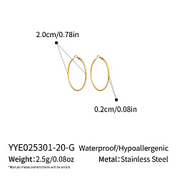 Настоящее золото 18K Серьги из 304 нержавеющей стали, реальный 18 k позолоченный, 20x2 мм