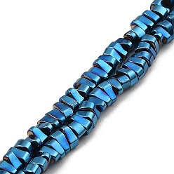 Blue Plated Electroplated Synthetic Non-Magnetic Hematite Beads Strands, Egg Shape, Blue Plated, 6x4x3mm, Hole: 1.2mm, about 147pcs/strand, 15.94''(40.5cm)
