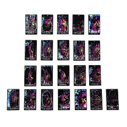 Colorful Tarot Theme Printed Acrylic Pendants, Rectangle with Tarot Pattern Charms, Colorful, 40x23x2~2.5mm, Hole: 1.8mm