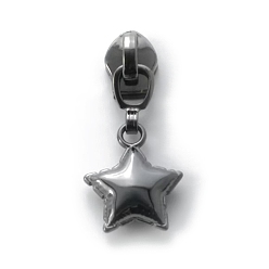 Gunmetal Zinc Alloy Zipper Head with Star Charms, Zipper Pull Replacement, Zipper Sliders for Purses Luggage Bags Suitcases, Gunmetal, 2.95x1.95x0.63cm
