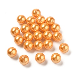 Оранжевый Оболочка жемчуг, половина пробурено бисера, полированный, круглые, оранжевые, 14 мм, отверстие : 1.5 мм