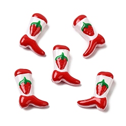 Клубника Бусины из стеклянной эмали, окрашенные в технике запекания, клубника, 23x16.5~17x7.5~8.5 мм, отверстие : 0.8~1.2 мм