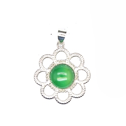 Green Onyx Agate Natural Green Onyx Agate Pendants, Flower Charms, 32x26x6mm