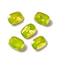 Lt.Col.Topaz Light AB Style K9 Glass Rhinestone Cabochons, Pointed Back & Back Plated, Octagon Rectangle, Lt.Col.Topaz, 14x10x5mm