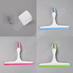 Mixed Color Gorgecraft 3Pcs Plastic Window Squeegee, Cleaning Tool for Shower Glass Doors, Bathroom, Rectangle, 1Pc Plastic Hook Hanger, with Iron Hook, Self Adhesive Sticker, Mixed Color, 5.8~21.9x5.8~24.8x0.2~1cm