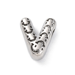 Letter V Латунные подвески, стойки покрытие, долговечный, без кадмия и без свинца, подвески с полыми буквами, Буква V, 21.5x18x8 мм, отверстие : 4.7x3 мм