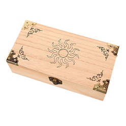 Солнце Прямоугольные деревянные ящики для хранения, для хранения колдовских предметов, деревесиные, солнце, 20x10x6 см