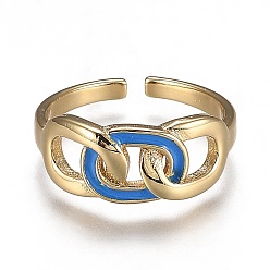 Темно-Голубой Манжеты с латунной эмалью, открытые кольца, без кадмия и без свинца, форма обочины, золотые, глубокое синее небо, размер США 8 1/2 (18.5 мм)
