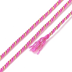 Deep Pink Polycotton Filigree Cord, Braided Rope, with Plastic Reel, for Wall Hanging, Crafts, Gift Wrapping, Deep Pink, 1.2mm, about 27.34 Yards(25m)/Roll