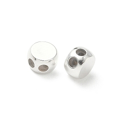 Посеребрённый Spacer бисер латунные, с резиной внутри, ползунки, без свинца и без кадмия, 925 серебро покрытием, 8x5.5 мм, отверстие : 1.6 мм