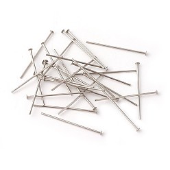 Stainless Steel Color 304 Stainless Steel Flat Head Pins, Stainless Steel Color, 24x0.7mm, 21 Gauge, Head: 1.5mm