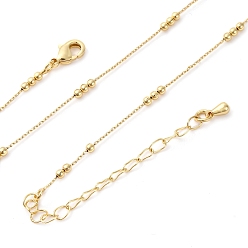 Настоящее золото 18K 2мм латунные круглые шариковые кабельные цепочки ожерелья, с карабин-лобстерами , стойки покрытие, долговечный, реальный 18 k позолоченный, 15.75 дюйм (40 см)