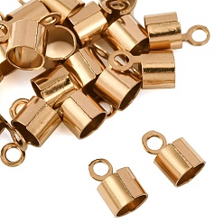Золотой Ионное напыление (IP) 304 обжимные концы шнура из нержавеющей стали, заглушки для шнуров колонн, зажимы, трубки для изготовления ювелирных изделий, золотые, 8x4.7 мм, отверстие : 1.7 мм, внутренний диаметр: 4 мм