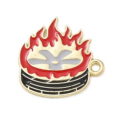 Red Racing Car Theme Alloy Enamel Pendants, Tires Charms, Golden, Red, 21x20.5x1.2mm, Hole: 1.8mm
