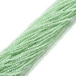Pale Green Cat Eye Beads Strands, Round, Faceted, Pale Green, 2mm, Hole: 0.2mm, 14.17 inch(36cm), 174~184pcs/strand