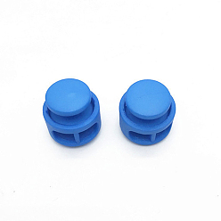 Dodger Blue Nylon Cord Locks Clip Ends, Double Hole Drawstring Stopper Fastener Buttons, Dodger Blue, 1.7cm, Hole: 6mm