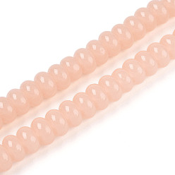 Темный Лосось Имитация нефритовые четки стекла, рондель, темный лосось, 8~8.5x4.5~5 мм, отверстие : 1.2 мм, около 75~77 шт / нитка, 14.96 дюйм (38 см)