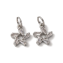 Платина Латунные микро проложить кубического циркония подвески, с целью перехода в кольце, звезды прелести, стойки покрытие, долговечный, без свинца и без кадмия, платина, 10x8.5x2.5 мм, отверстие : 3.5 мм