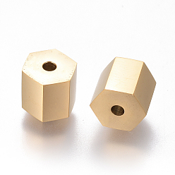 Golden Ion Plating(IP) 304 Stainless Steel Beads, Faceted, Column, Golden, 8x8mm, Hole: 2mm