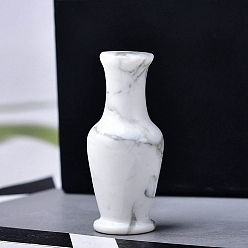 Howlite Natural Howlite Carved Healing Vase Figurines, Reiki Energy Stone Display Decorations, 48x20mm