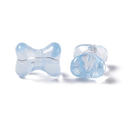 Light Sky Blue Electroplate Transparent Glass Bead, Bowknot, Light Sky Blue, 9.5x12.5x7mm, Hole: 1.2mm