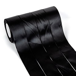Black Single Face Solid Color Satin Ribbon, for Gift Packaging, Party Decoration, Black, 1-1/2 inch(38~40mm), about 25yards/roll(22.86m/roll), 5rolls/group, 125yards(114.3m/group)