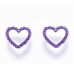Blue Violet Heart Spray Painted 430 Stainless Steel Cabochons, Nail Art Decorations Accessories, Blue Violet, 0.5x0.55x0.03cm