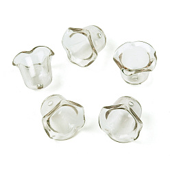 Серый 30шт. акриловых колпачков для бусин для изготовления ветряных колокольчиков, мульти-лепесток цветка, серые, 21~24.5x13 мм, отверстие : 2 мм