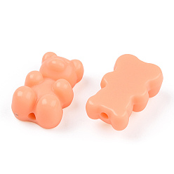 PeachPuff Opaque Acrylic Beads, Bear, PeachPuff, 18x11x7mm, Hole: 1.6mm