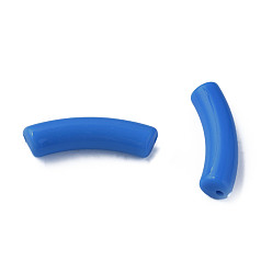 Озёрно--синий Непрозрачные акриловые бусины, изогнутая трубка, Плут синий, 32x10x8 мм, отверстие : 1.8 мм