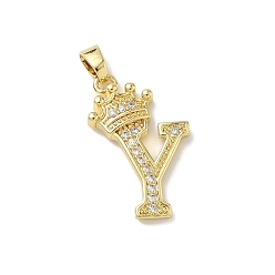 Letter V Латунные микро проложить кубического циркония подвески, без кадмия и без свинца, реальный 18 k позолоченный, Буква V, 25x16x4 мм, отверстие : 5x2.5 мм