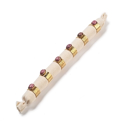 Родонит Ионное покрытие (ip) 304 широкополосные открытые манжетные кольца из нержавеющей стали, овальное кольцо из натурального родонита для женщин, реальный 18 k позолоченный, 11 мм, 6 шт / комплект