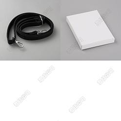 Платина 1 плоские черные ремни для сумки из искусственной кожи, Сплав с застежками, платина, 728~1290x31x13 мм