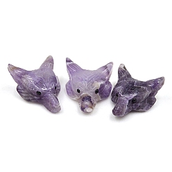 Amethyst Natural Amethyst Carved Healing Wolf Head Figurines, Reiki Energy Stone Display Decorations, 38x28mm