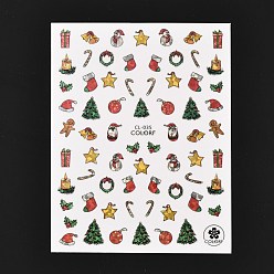 Santa Claus Christmas Theme Self Adhesive Nail Art Stickers, DIY Nail Art Decoration, Santa Claus, 10.2x8cm