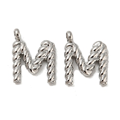 Stainless Steel Color 304 Stainless Steel Charms, Letter M Charms, Stainless Steel Color, 13.5x10x2mm, Hole: 1.8mm