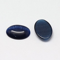 Midnight Blue Cat Eye Cabochons, Oval, Midnight Blue, 18x13x2.5~3.5mm