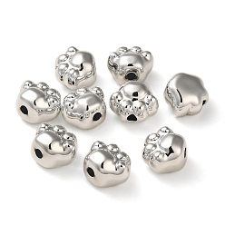 Silver Plated Plating Acrylic Beads, Paw Print, Silver Plated, 13x15.5x10mm, Hole: 3mm