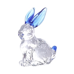 Dodger Blue Handmade Lampwork Miniature Rabbit Ornaments, Bunny Figurine Desktop Display Decoration, Home Decoration, Dodger Blue, 55x62mm