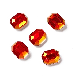 Hyacinth Light AB Style K9 Glass Rhinestone Cabochons, Pointed Back & Back Plated, Octagon Rectangle, Hyacinth, 10x8x4mm