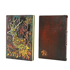 Multi-color 3D Embossed PU Leather Notebook, for School Office Supplies, A5 Christmas Reindeer Pattern European Style Journal, Multi-color, 213x145mm