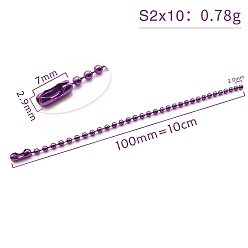 Purple Spray Painted Ball Chain for Bag Accessories, Purse Chains, Purple, 10x0.2cm